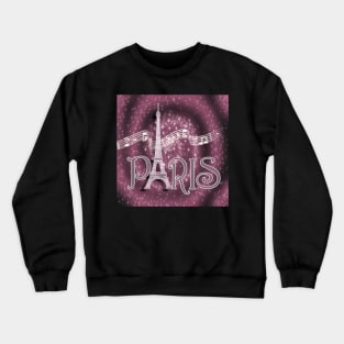 Paris Eiffel Tower Music Notes Graphic Design France Vacation Gift Crewneck Sweatshirt